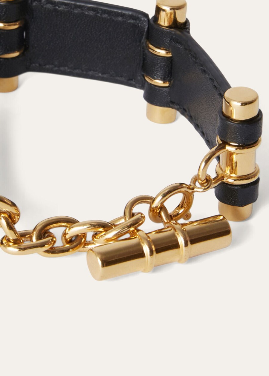 bale armband van zwart kalfsleer