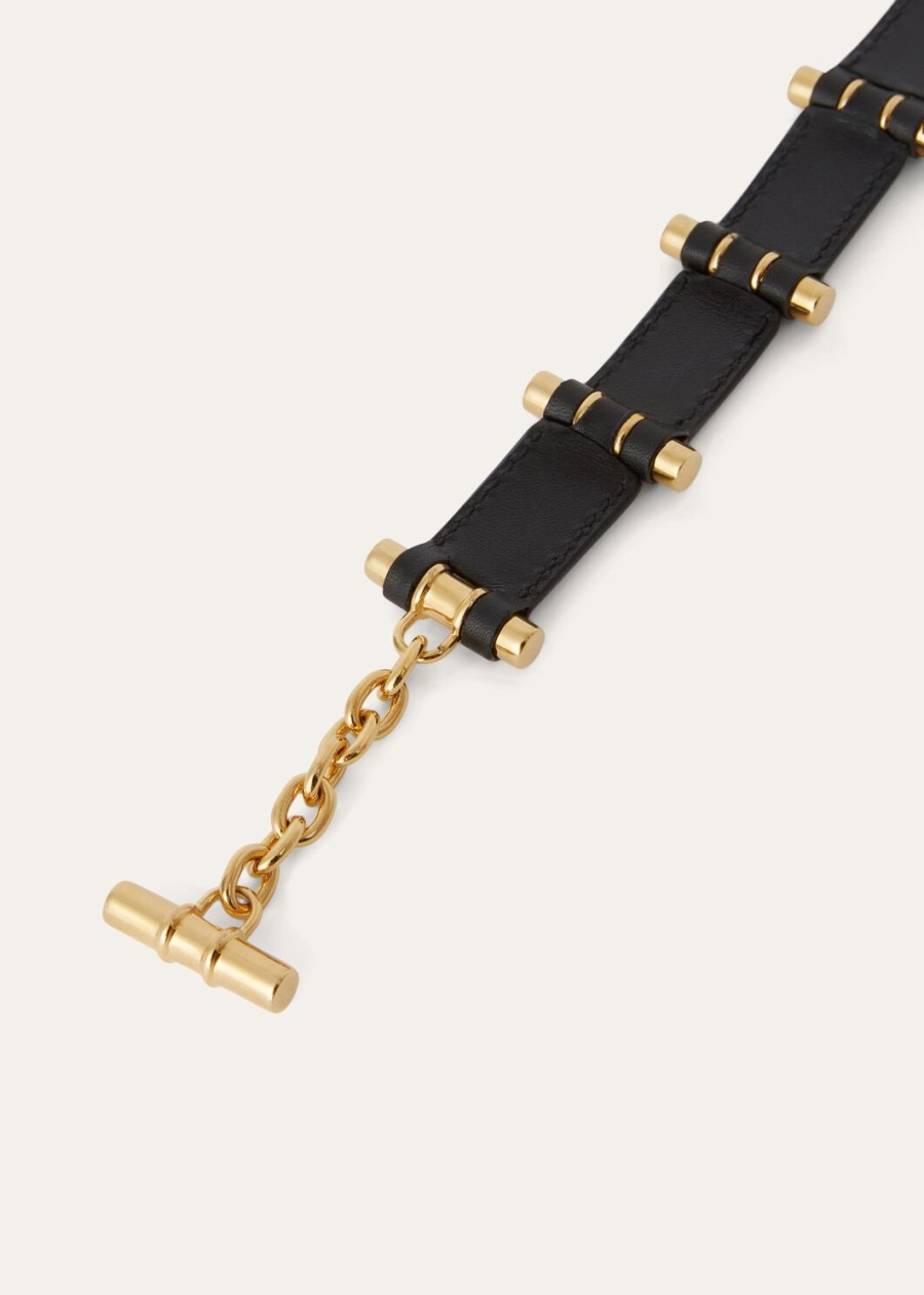 bale armband van zwart kalfsleer