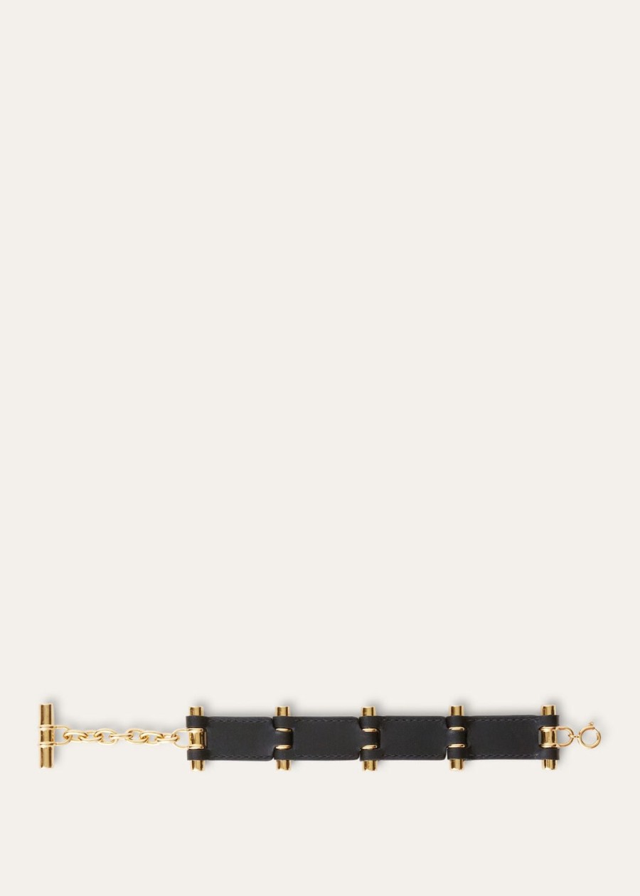 bale armband van zwart kalfsleer