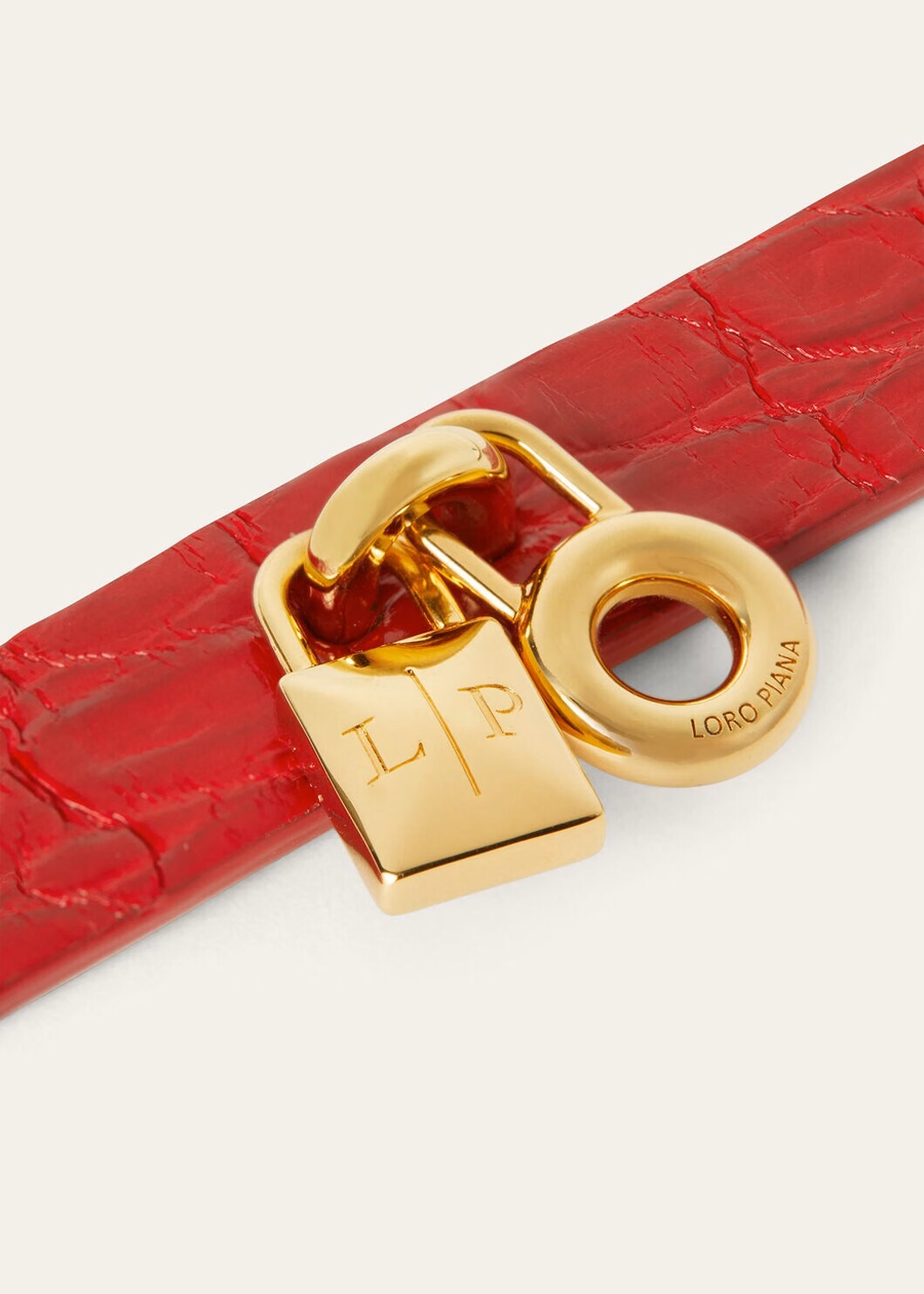 Extra rode fluwelen armband van alligatorleer / gouden zon sieraden