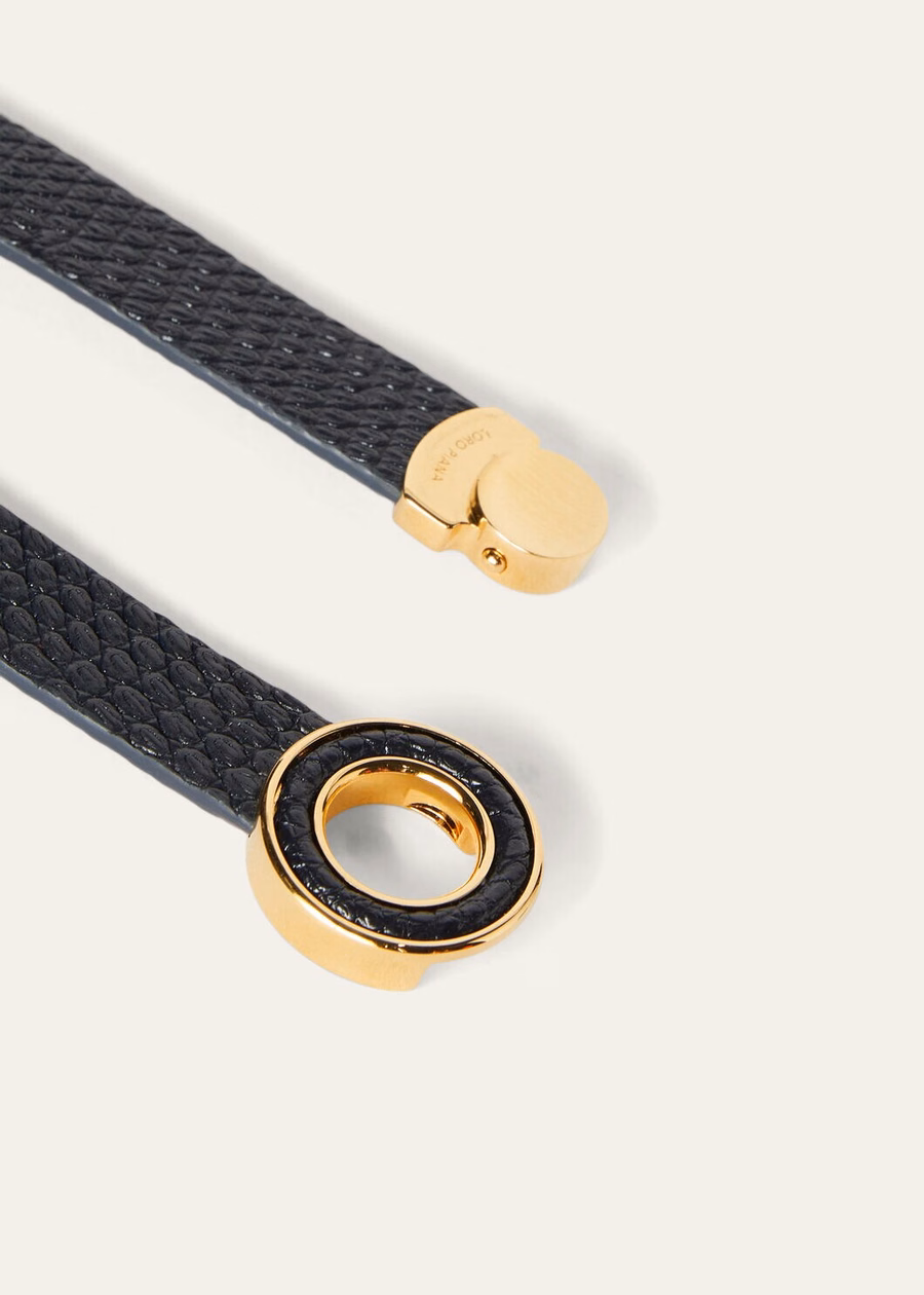Marineblauwe armband met hangertjes van hagedissenleer / Gouden zon sieraden