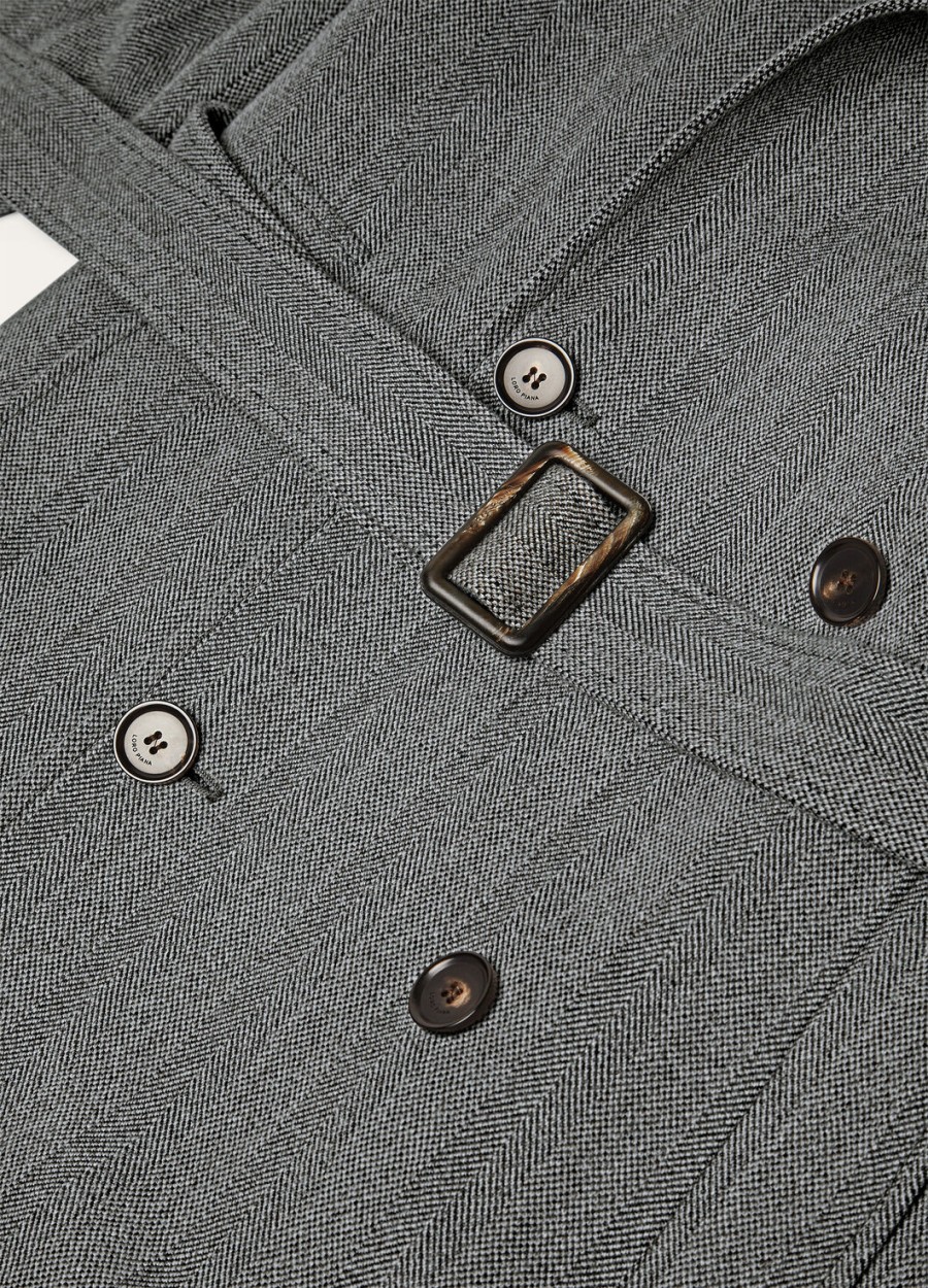 foster-jas van kasjmier scheerwol in marineblauw