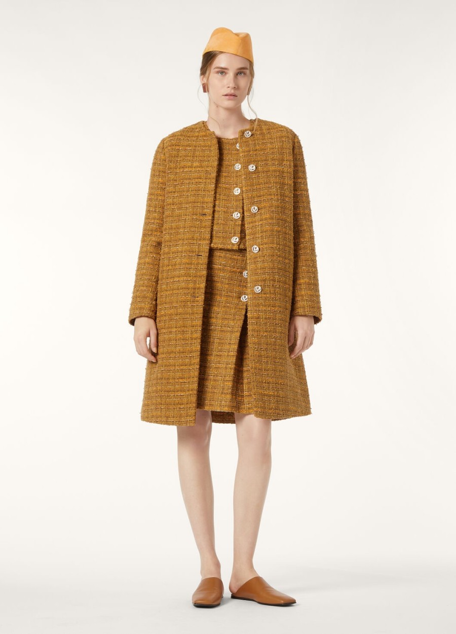 oxton katoenen mohair wollen jas groen-oranje klaproos tweed