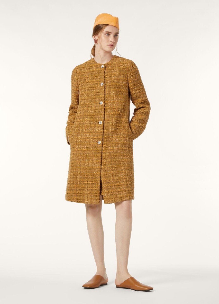 oxton katoenen mohair wollen jas groen-oranje klaproos tweed