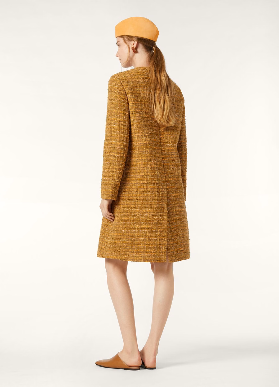 Oxton katoenen mohair wollen jas groen-oranje klaproos tweed
