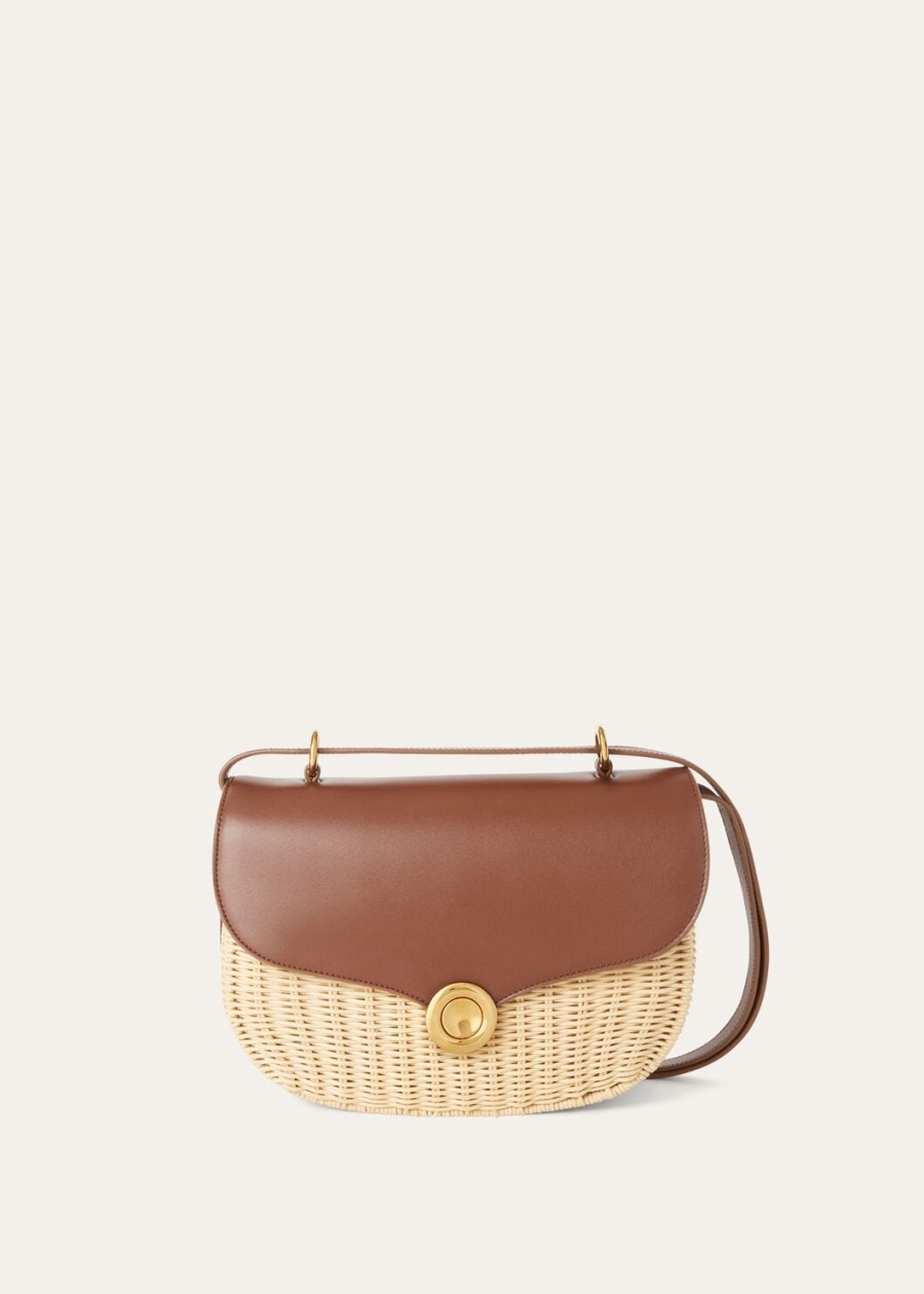 middelgrote rieten tas met ring van moutschors.