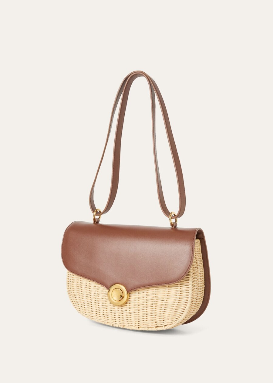 middelgrote rieten tas met ring van moutschors.