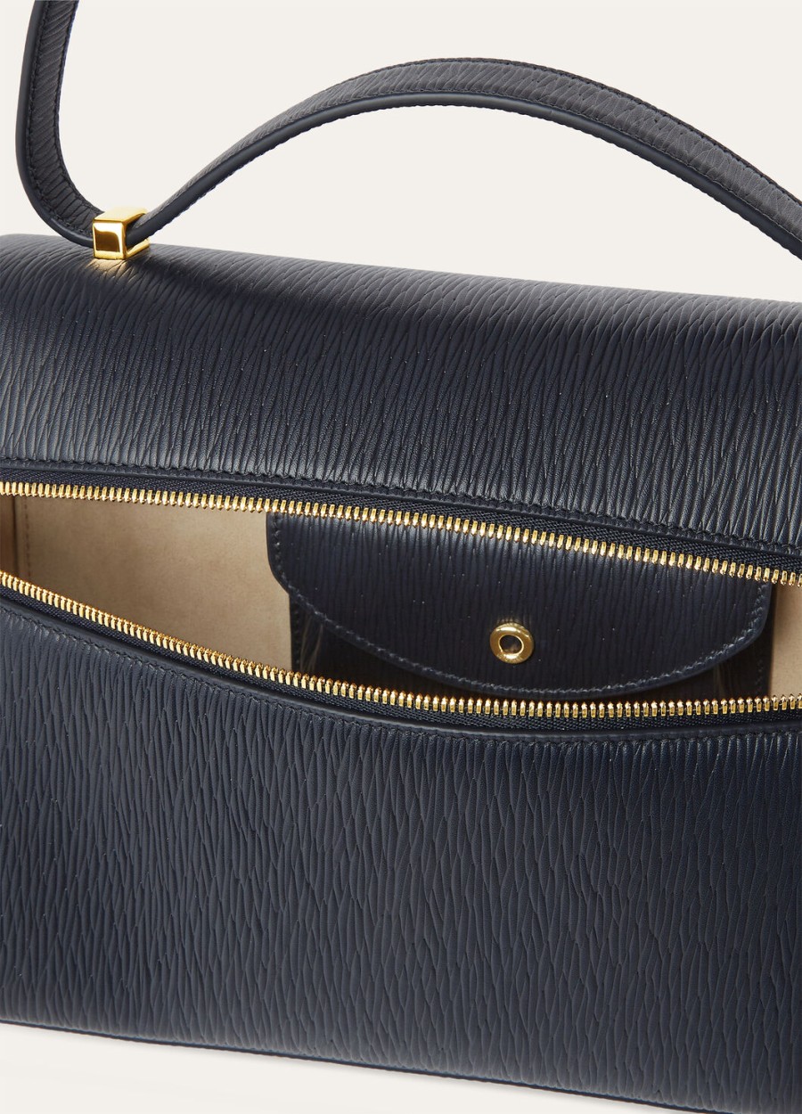 extra tas l27 blauw marinezon goud kalfsleer