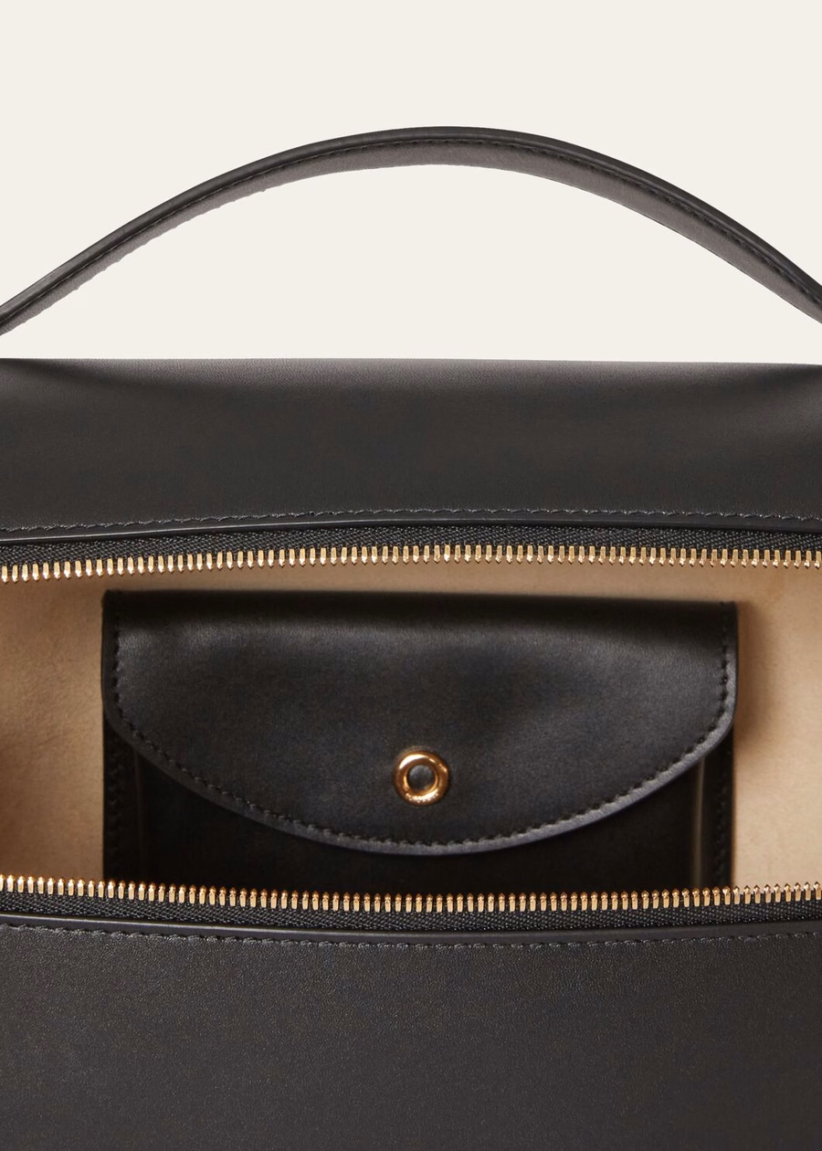 Extra tas L27 van glad zwart kalfsleer