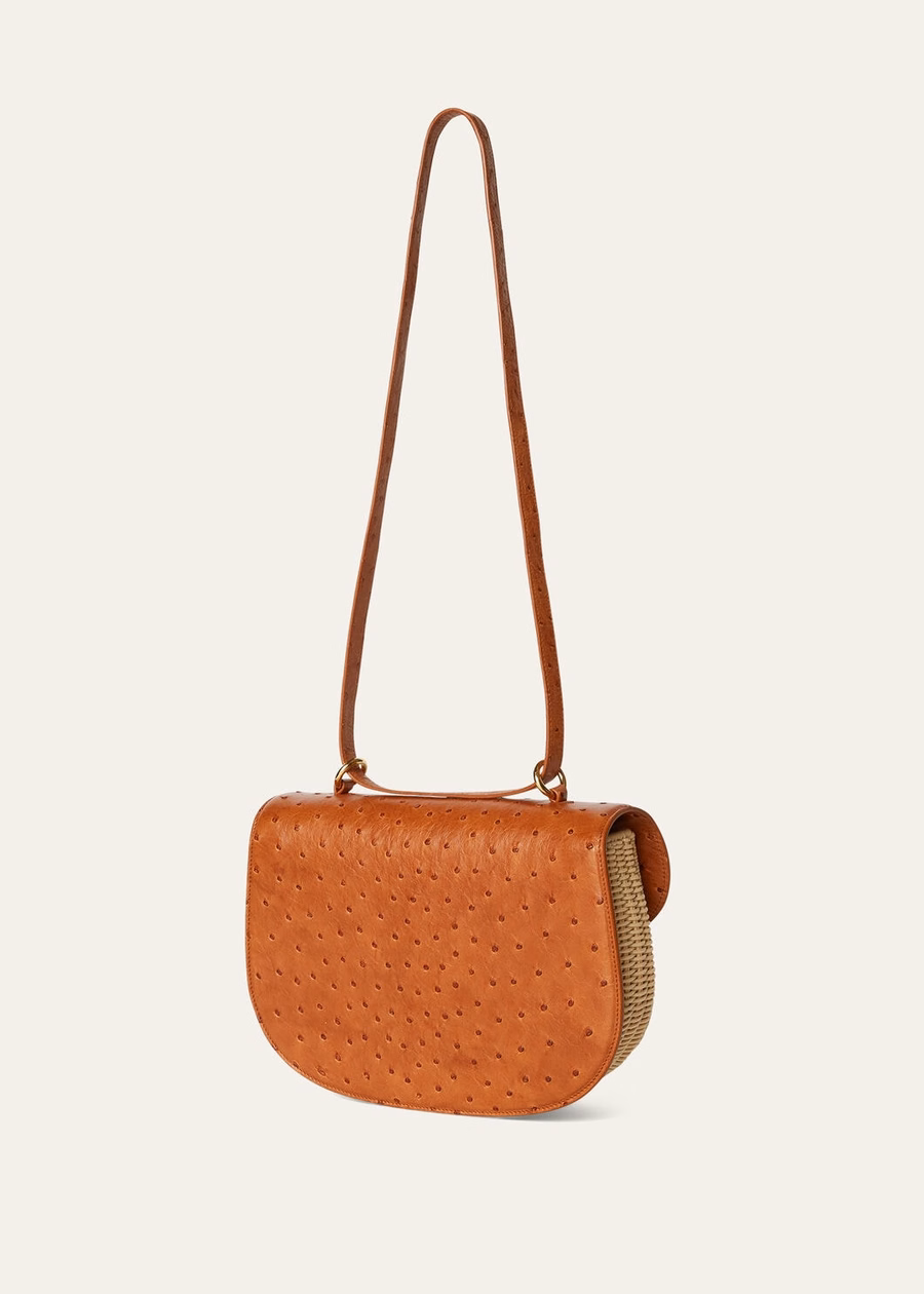 Middelgrote rieten tas Ring Malt/Sand Haze