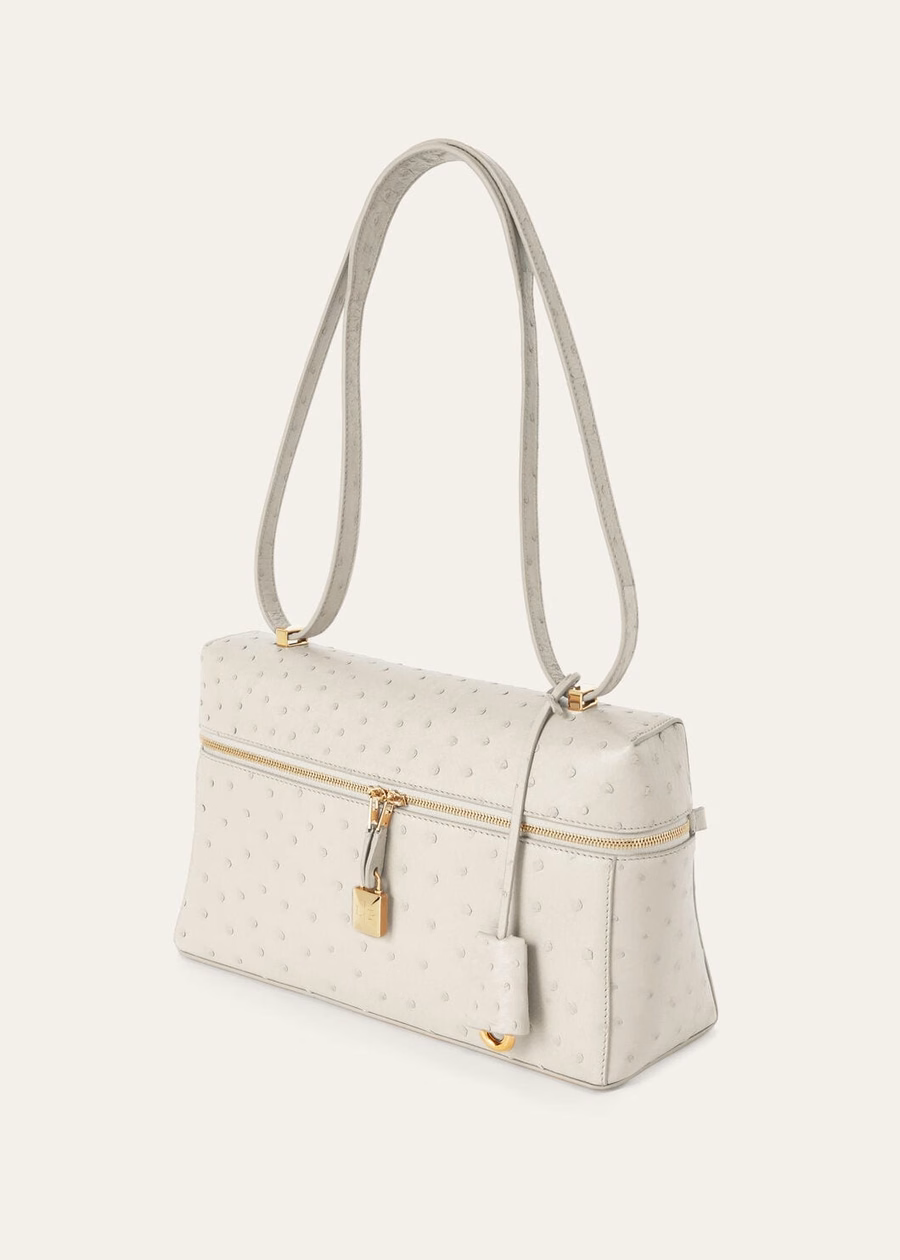 Extra tas L27 struisvogel leer Whisper White/Sun Gold