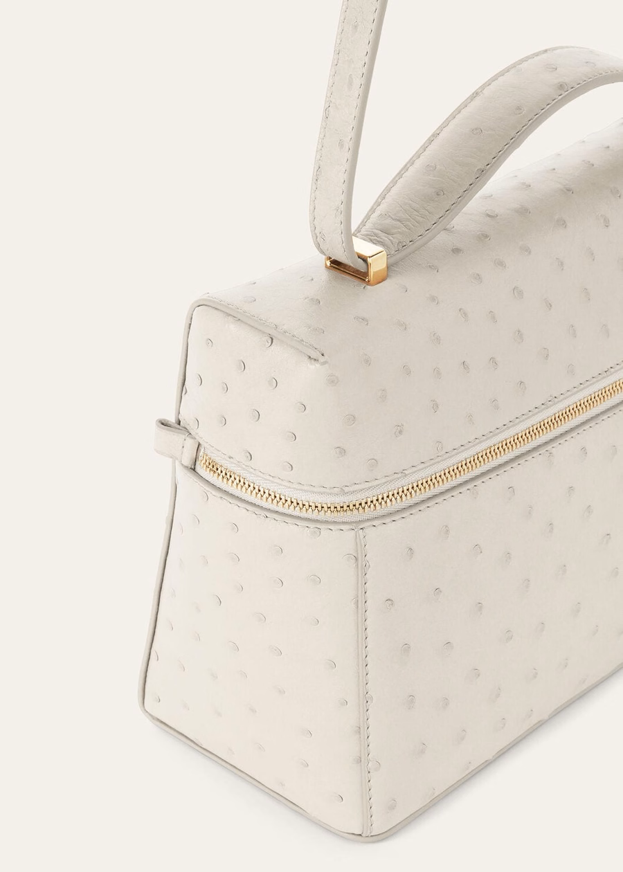 Extra tas L27 struisvogel leer Whisper White/Sun Gold