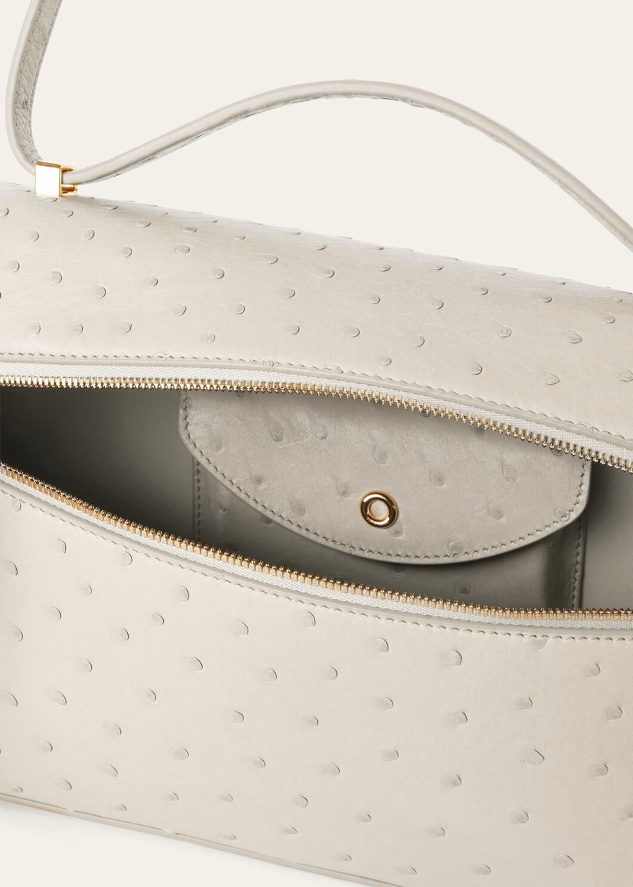 Extra tas L27 struisvogel leer Whisper White/Sun Gold