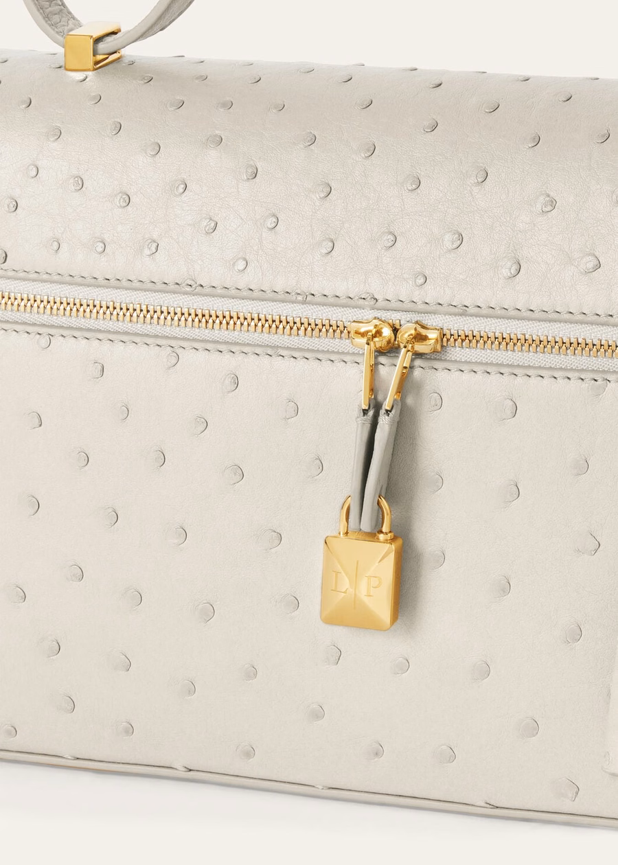 Extra tas L27 struisvogel leer Whisper White/Sun Gold