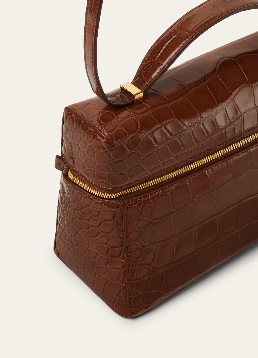 Extra tas L27 van alligatorleer Intense Espresso/Sun Gold