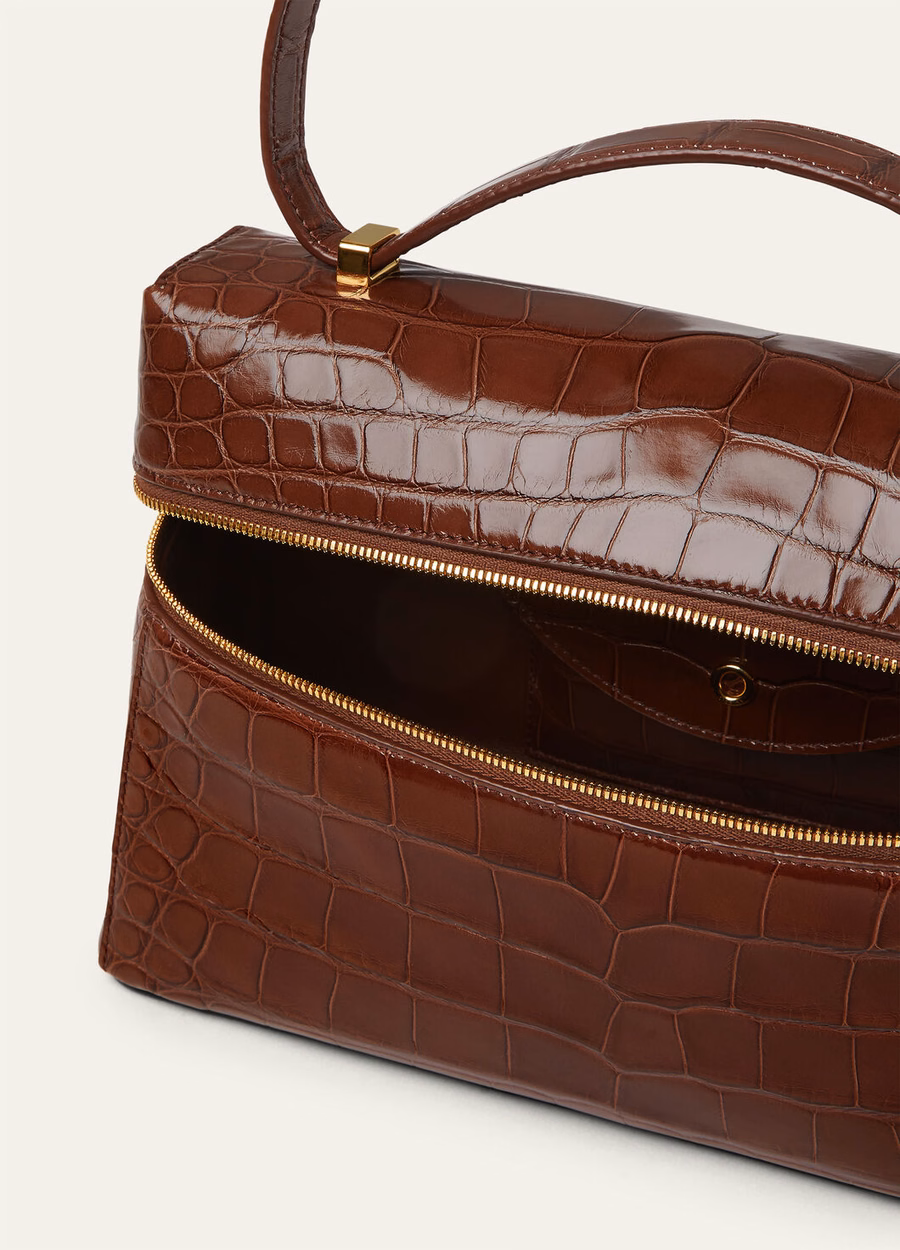 Extra tas L27 van alligatorleer Intense Espresso/Sun Gold