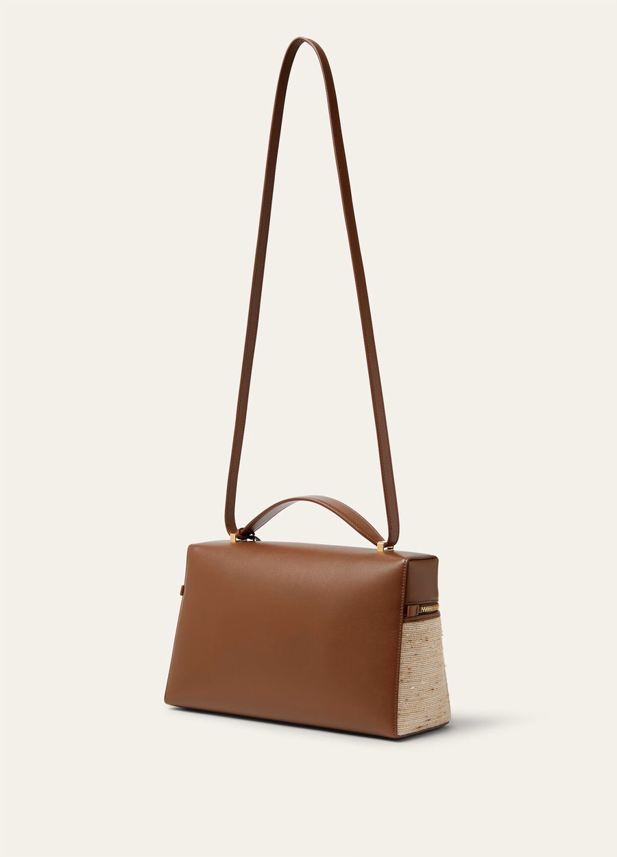 Extra tas L27 Zijde Microfiber Kalfsleer in Bruin/Mole/Zon Goud