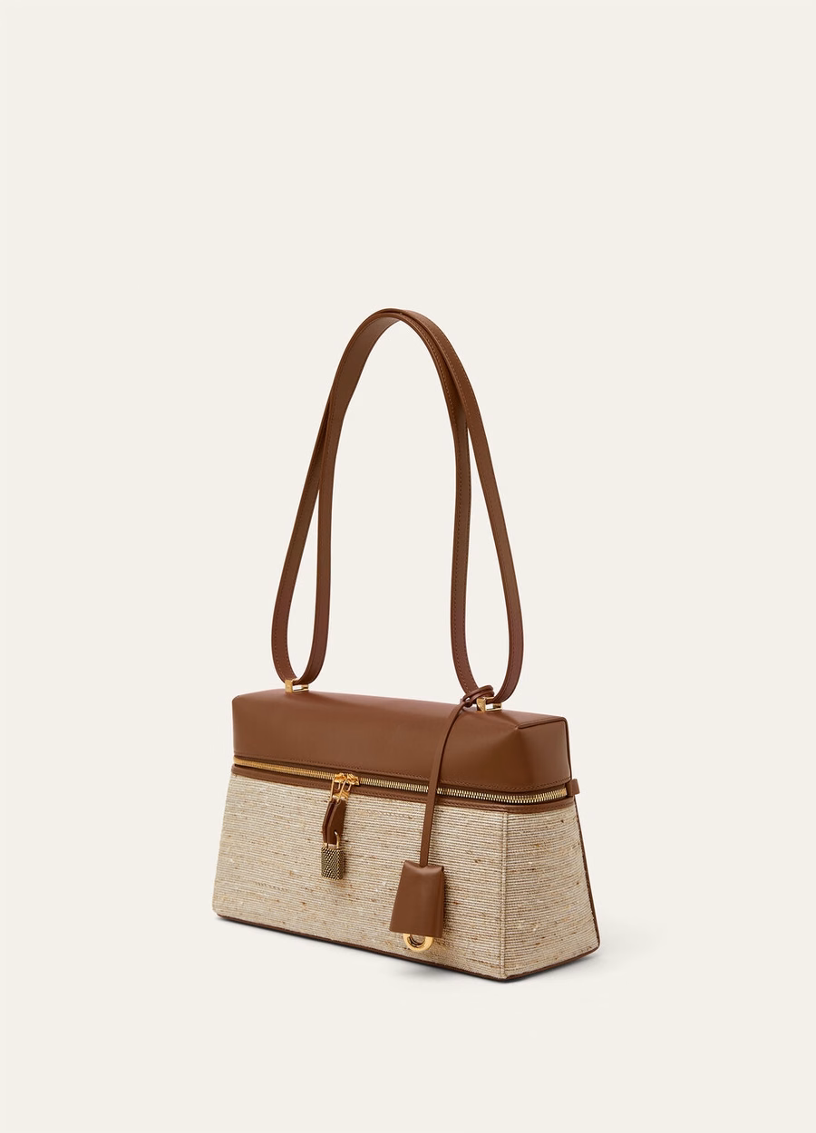 Extra tas L27 Zijde Microfiber Kalfsleer in Bruin/Mole/Zon Goud