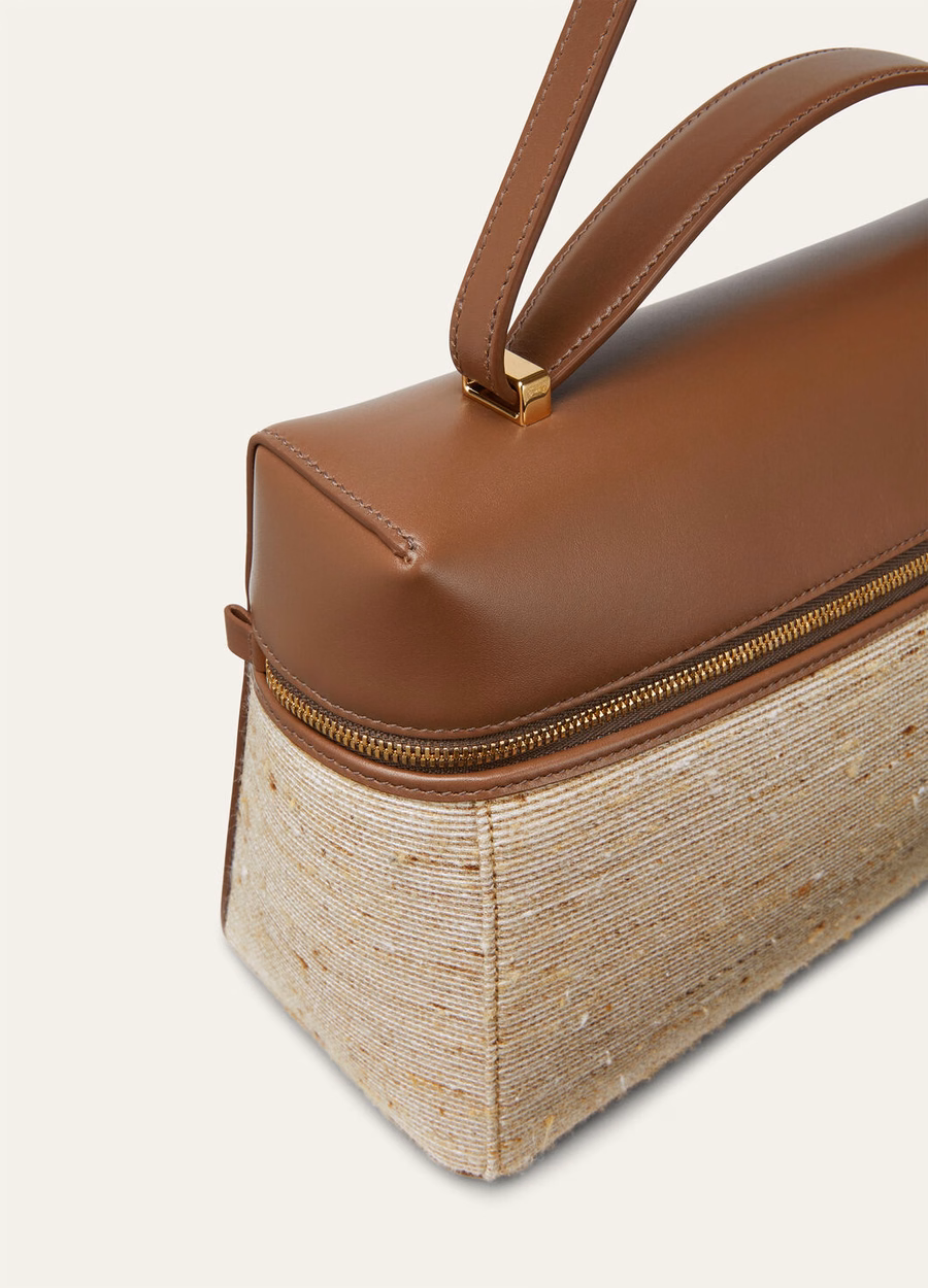 Extra tas L27 Zijde Microfiber Kalfsleer in Bruin/Mole/Zon Goud