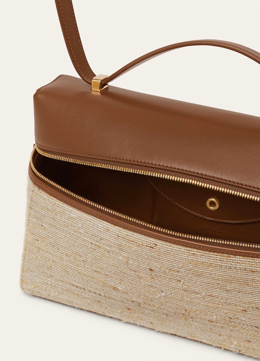 Extra tas L27 Zijde Microfiber Kalfsleer in Bruin/Mole/Zon Goud