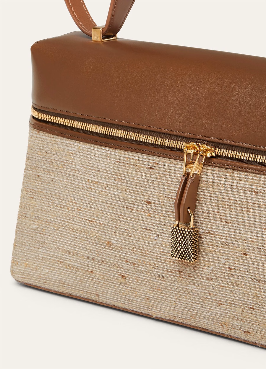 Extra tas L27 Zijde Microfiber Kalfsleer in Bruin/Mole/Zon Goud