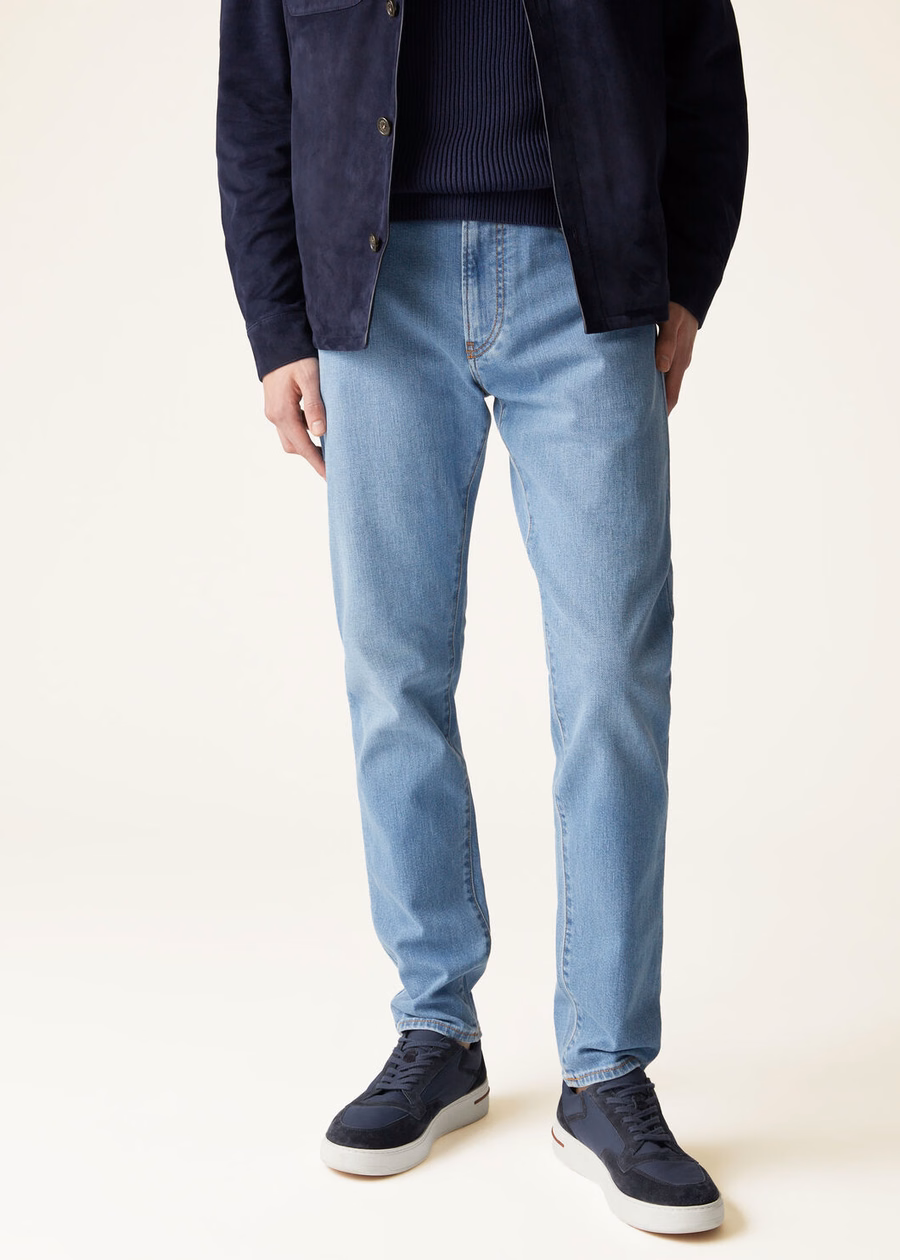Doccio katoenen broek licht Japans blauw