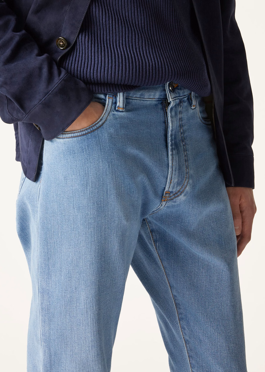 Doccio katoenen broek licht Japans blauw