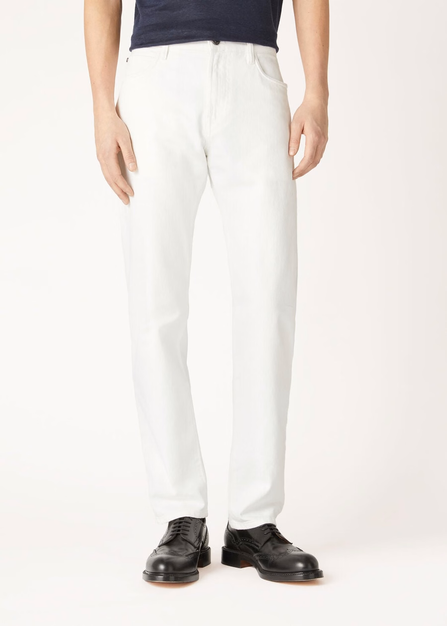 Quarona Five Pocket Trousers Optical White Cotton