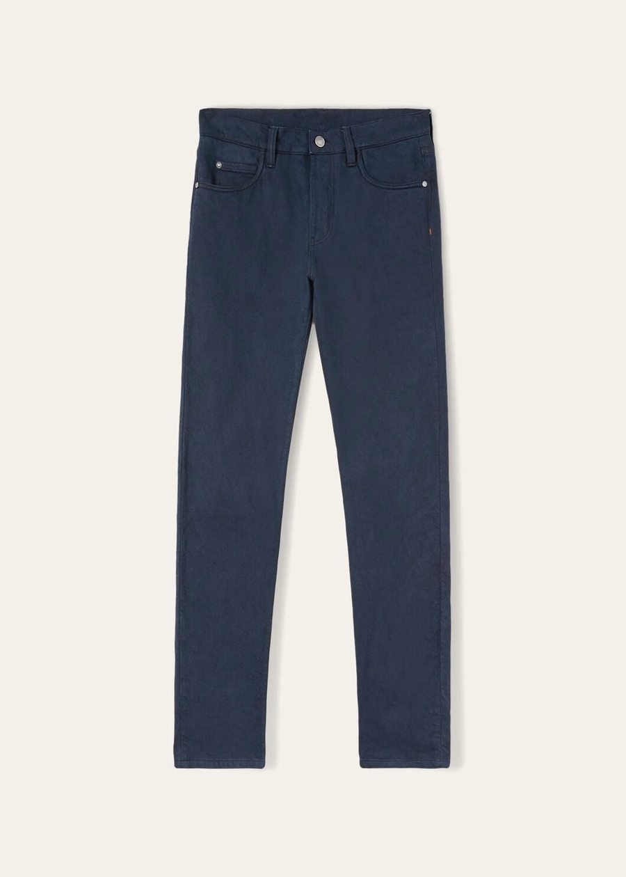 Marineblauwe katoenen broek met vijf zakken