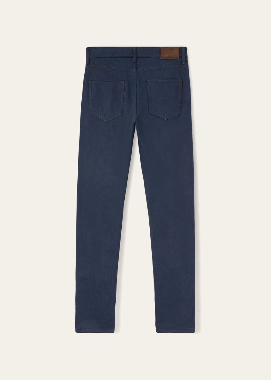 Marineblauwe katoenen broek met vijf zakken