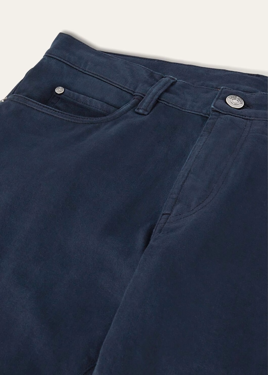 Marineblauwe katoenen broek met vijf zakken