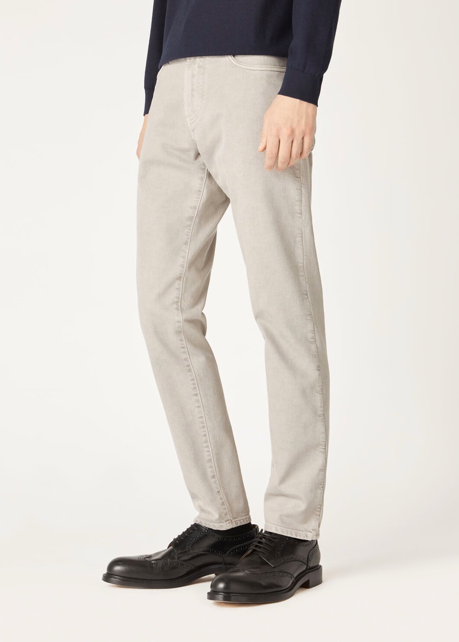 Grijze katoenen broek met vijf zakken