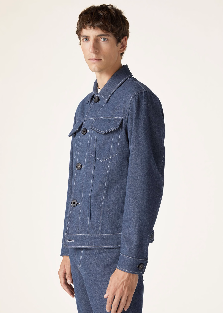 Neive denimjack met bloemenprint in blauw