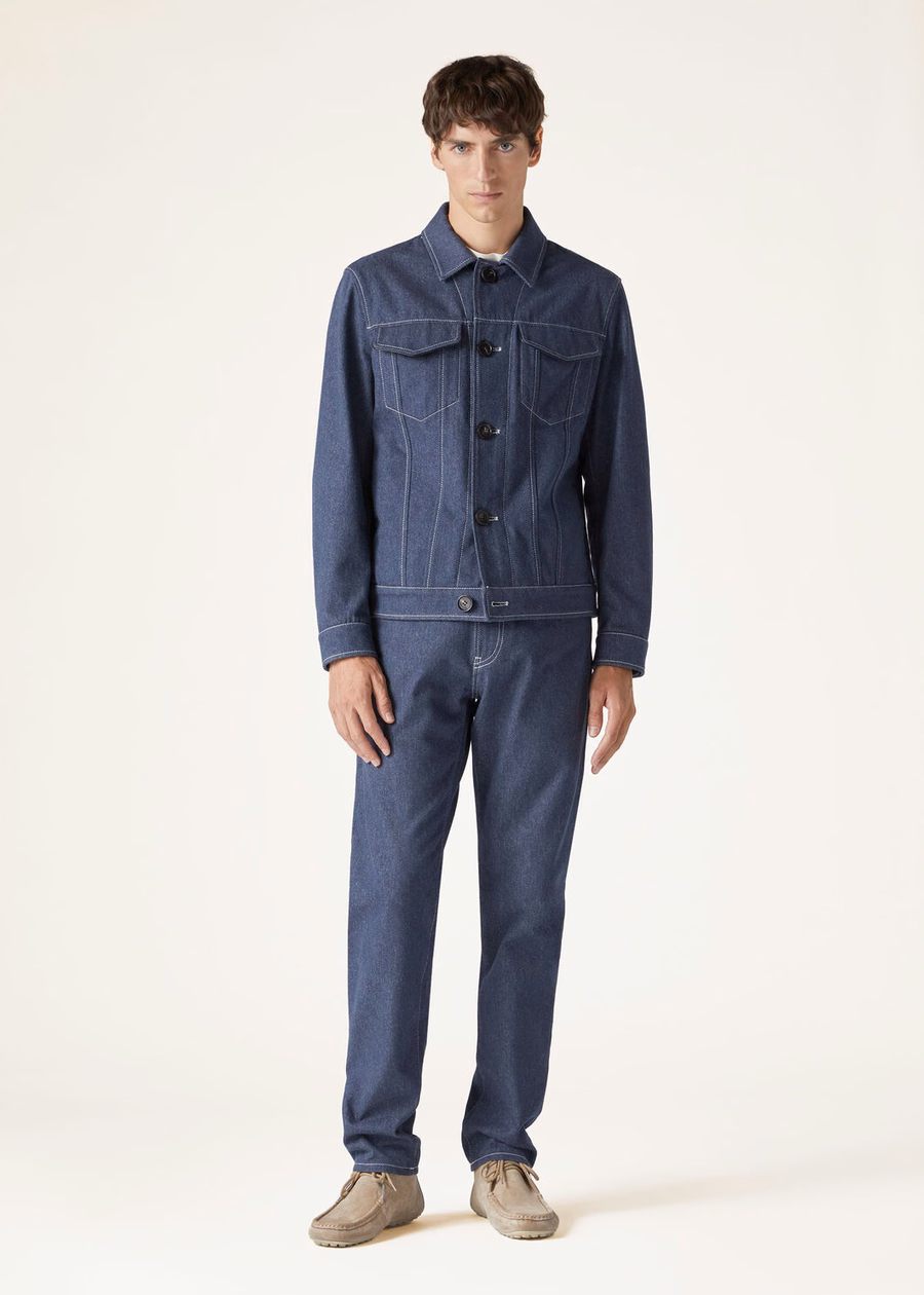 Neive denimjack met bloemenprint in blauw