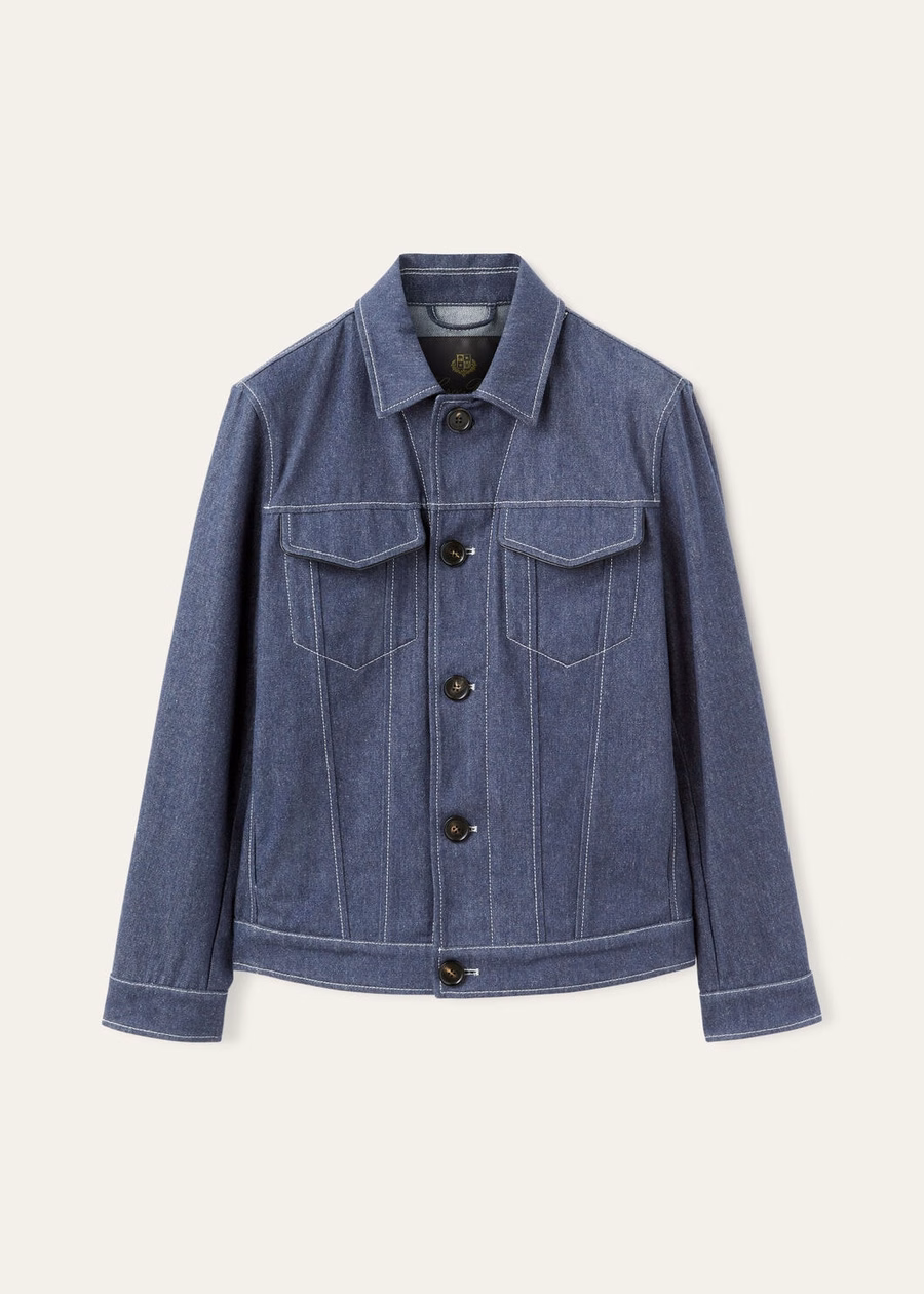 Neive denimjack met bloemenprint in blauw