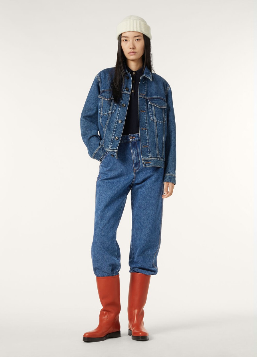 tulus denim zijden jas met blauwe wassing