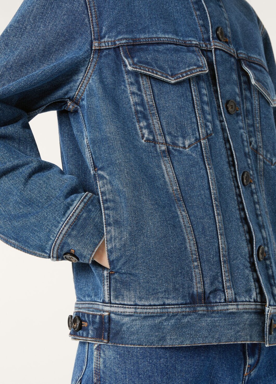 tulus denim zijden jas met blauwe wassing