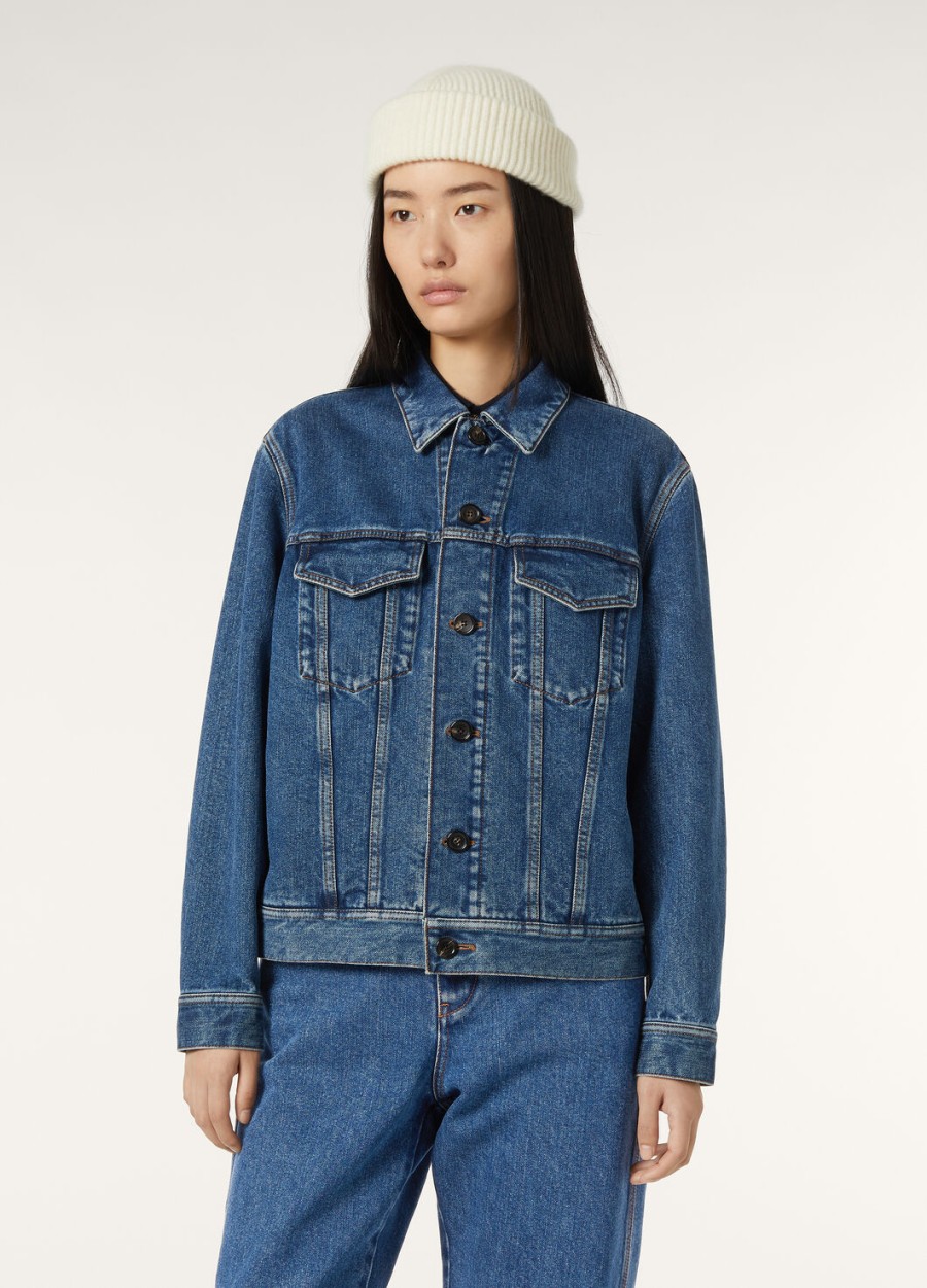 tulus denim zijden jas met blauwe wassing