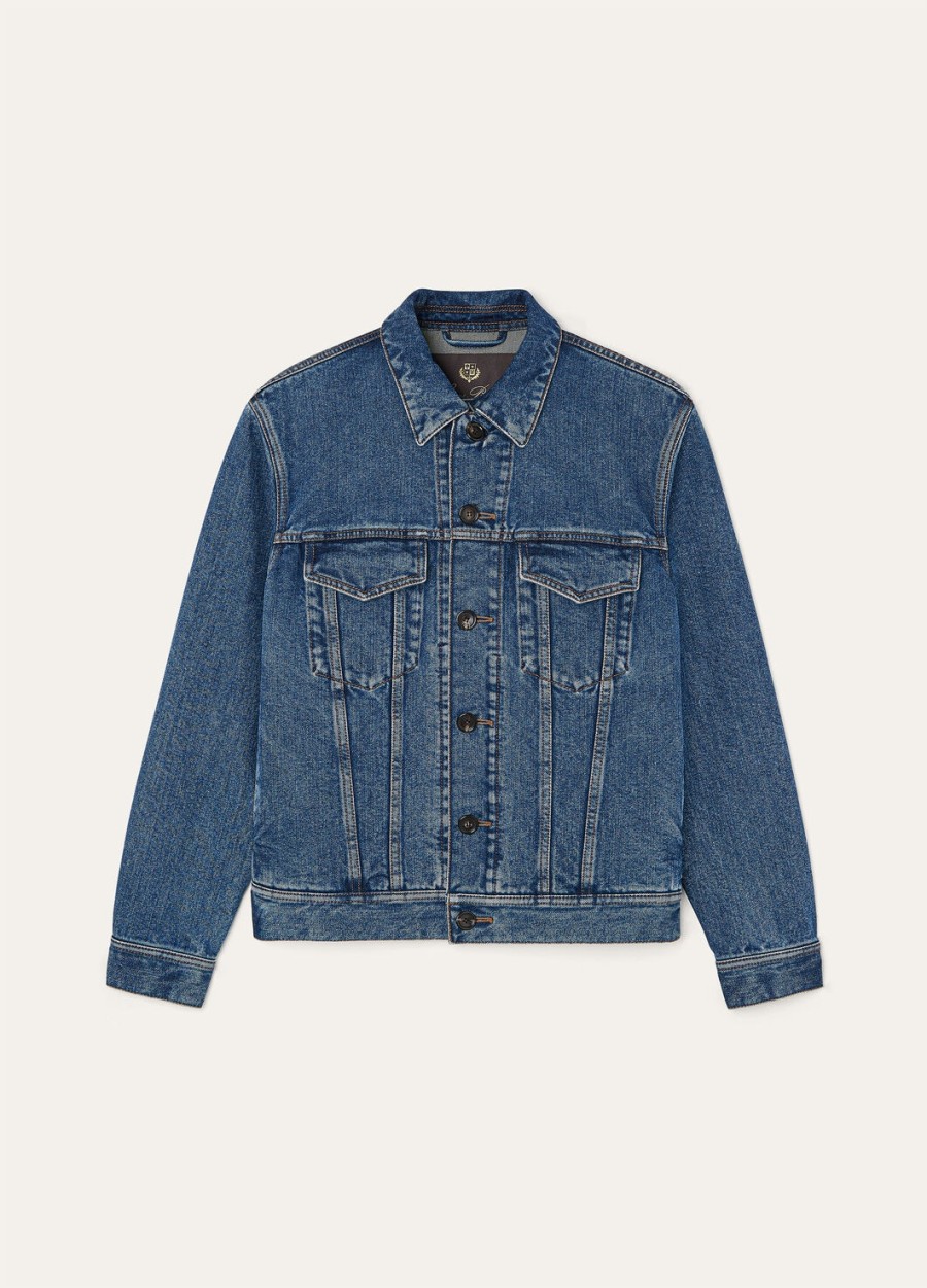 tulus denim zijden jas met blauwe wassing