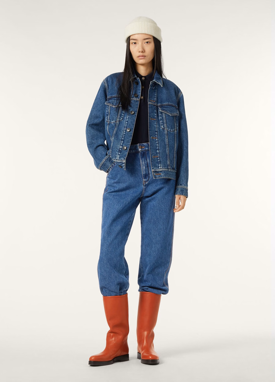 Tulus Denim Zijden Jas met Blauwe Wassing