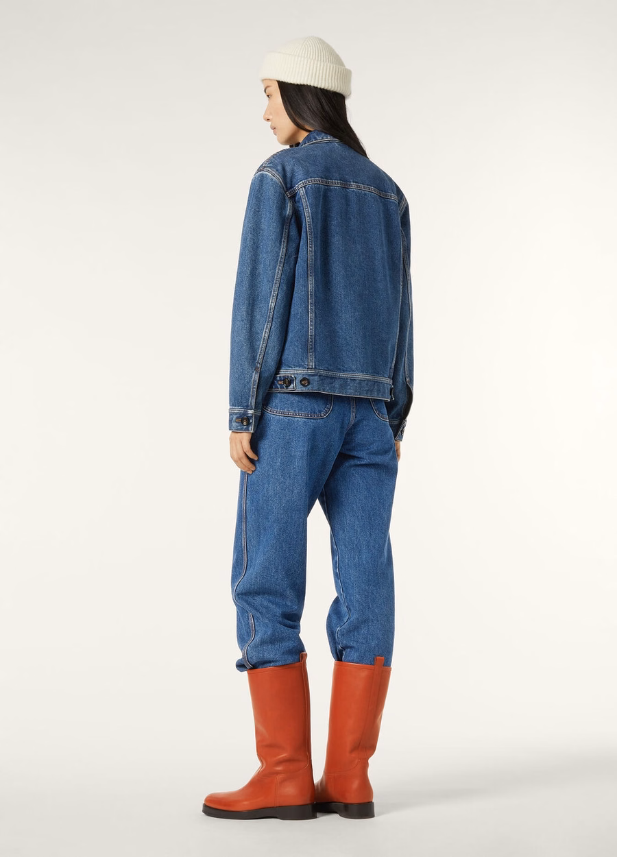 Tulus Denim Zijden Jas met Blauwe Wassing