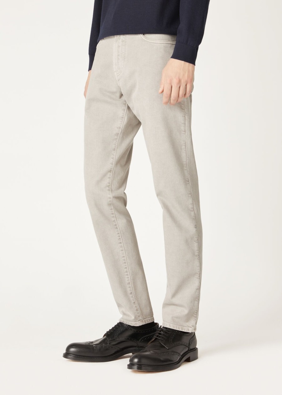 grijze katoenen broek met vijf zakken