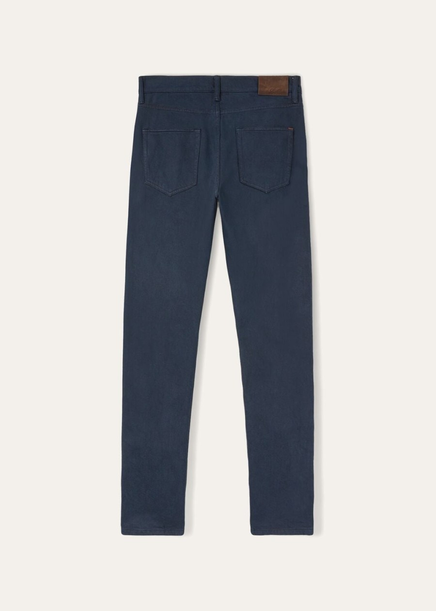marineblauwe katoenen broek met vijf zakken