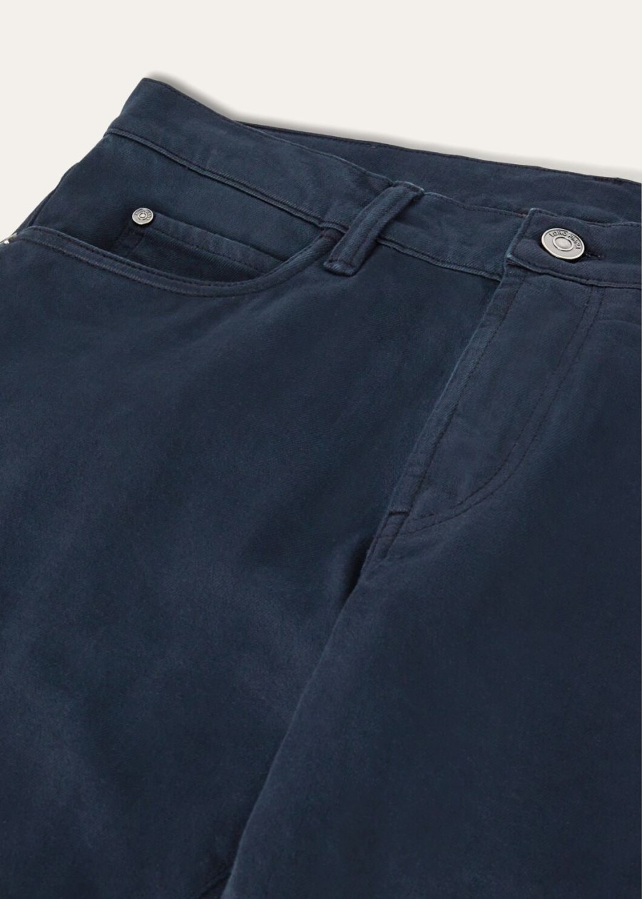 marineblauwe katoenen broek met vijf zakken