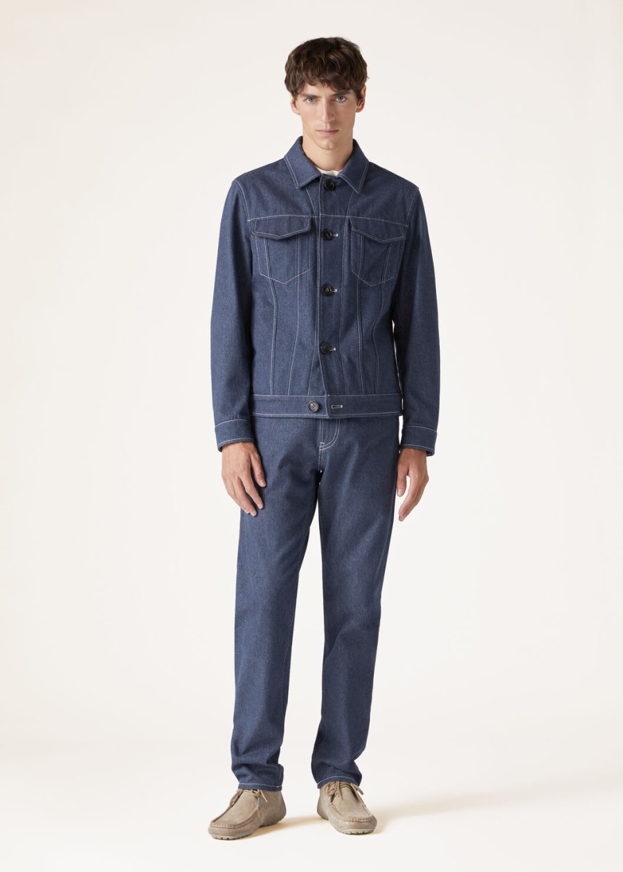 neive denimjack met bloemenprint in blauw