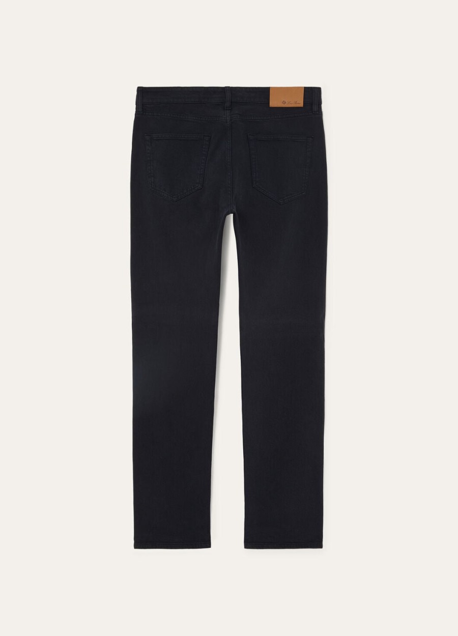 quarona denim katoenen broek marineblauw
