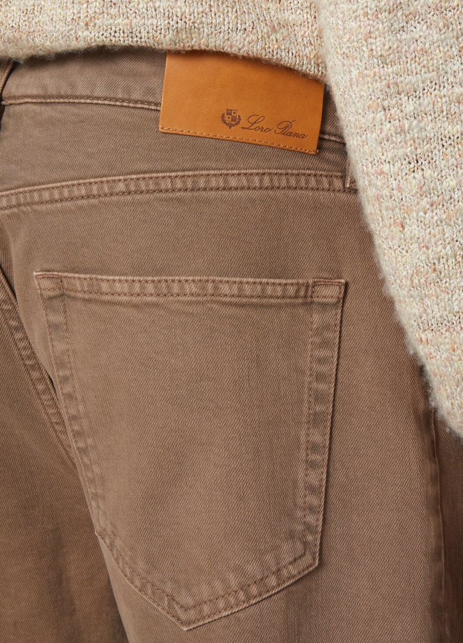 quarona denim katoenen broek gerookt hout