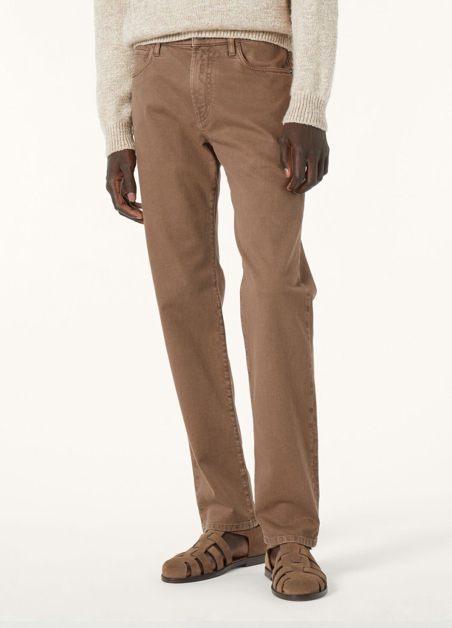 quarona denim katoenen broek gerookt hout