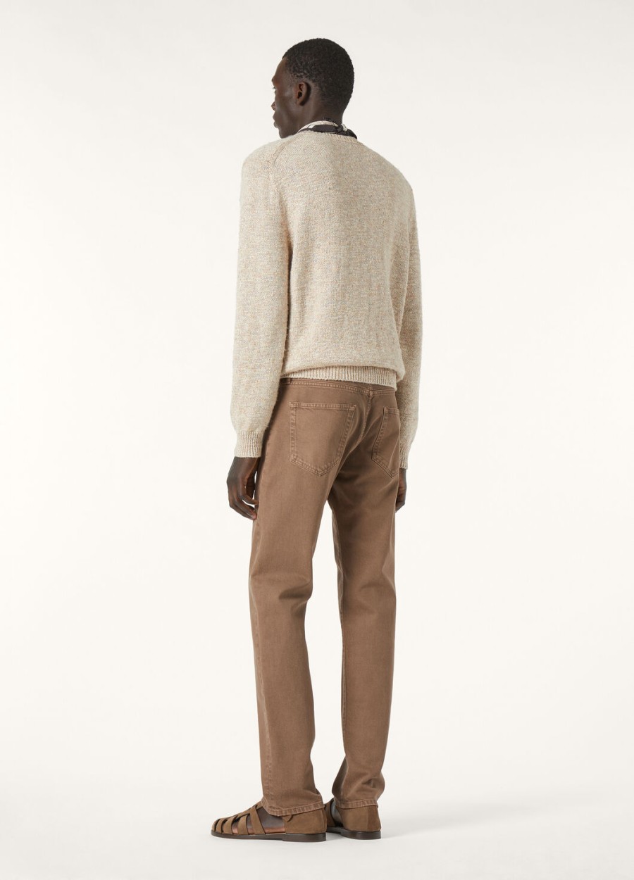 quarona denim katoenen broek gerookt hout