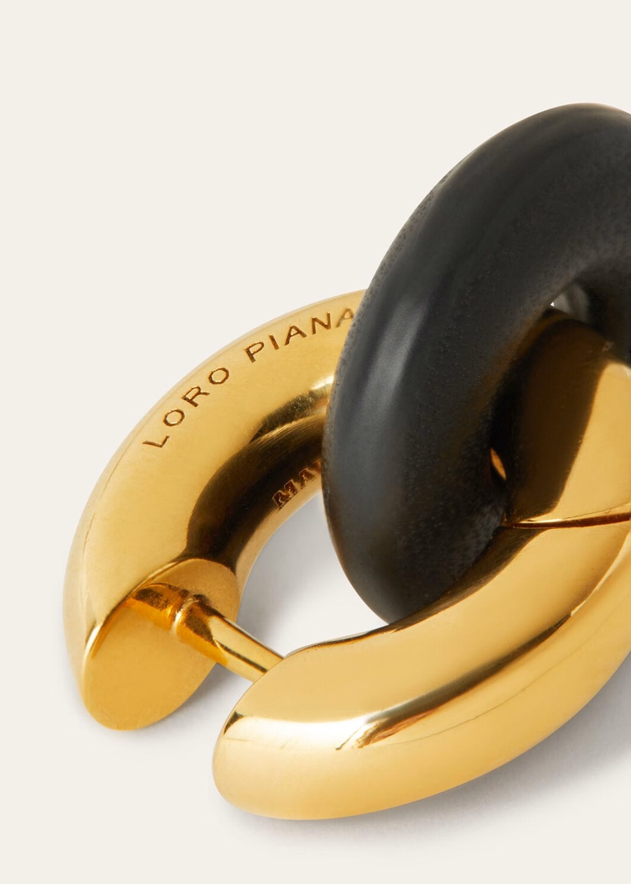 Duo oorbellen van zwart messing / gouden zon sieraden